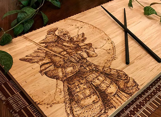 Custom cutting board pyrography by Tazboardspyro